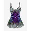 ROSE GAL Women Plus Size Hawaii Two Piece Tankini Swimsuit Set 3D Glitter Mermaid Print Padded Swimwear(Black_1)