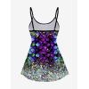 ROSE GAL Women Plus Size Hawaii Two Piece Tankini Swimsuit Set 3D Glitter Mermaid Print Padded Swimwear(Black_1)