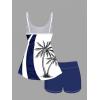 ROSE GAL Women Plus Size Hawaii Two Piece Tankini Swimsuit Set Tropic Coconut Palm Padded Swimwear(Blue_1)