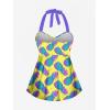 ROSE GAL Women Plus Size Hawaii Two Piece Tankini Swimsuit Set Tropic Fruits Pineapple Halter Boyleg Swimsuits(Yellow_1)