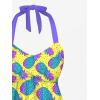 ROSE GAL Women Plus Size Hawaii Two Piece Tankini Swimsuit Set Tropic Fruits Pineapple Halter Boyleg Swimsuits(Yellow_1)