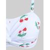 ROSE GAL Women Plus Size High Waisted Bikini Set Cherry Print Twsit Front Tummy Control Bathing Suit(Green)