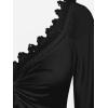 ROSE GAL Women Plus Size Lace Trim Hollow Out Cinched Flare Sleeves T-Shirt Bell Sleeves Renaissance Top(Black_1)