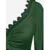 ROSE GAL Women Plus Size Lace Trim Hollow Out Cinched Flare Sleeves T-Shirt Bell Sleeves Renaissance Top(Green_1)