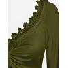 ROSE GAL Women Plus Size Lace Trim Hollow Out Cinched Flare Sleeves T-Shirt Bell Sleeves Renaissance Top(Green_2)