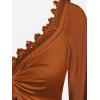 ROSE GAL Women Plus Size Lace Trim Hollow Out Cinched Flare Sleeves T-Shirt Bell Sleeves Renaissance Top(Orange_1)