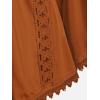 ROSE GAL Women Plus Size Lace Trim Hollow Out Cinched Flare Sleeves T-Shirt Bell Sleeves Renaissance Top(Orange_1)