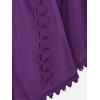 ROSE GAL Women Plus Size Lace Trim Hollow Out Cinched Flare Sleeves T-Shirt Bell Sleeves Renaissance Top(Purple_1)