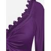 ROSE GAL Women Plus Size Lace Trim Hollow Out Cinched Flare Sleeves T-Shirt Bell Sleeves Renaissance Top(Purple_1)