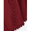 ROSE GAL Women Plus Size Lace Trim Hollow Out Cinched Flare Sleeves T-Shirt Bell Sleeves Renaissance Top(Red_1)