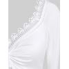 ROSE GAL Women Plus Size Lace Trim Hollow Out Cinched Flare Sleeves T-Shirt Bell Sleeves Renaissance Top(White_1)