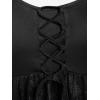 ROSE GAL Women Plus Size Lace-up Gothic Witch Halloween Costume Bell Sleeves T-Shirt(Black_1)