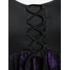 ROSE GAL Women Plus Size Lace-up Gothic Witch Halloween Costume Bell Sleeves T-Shirt(Black_2)