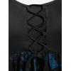ROSE GAL Women Plus Size Lace-up Gothic Witch Halloween Costume Bell Sleeves T-Shirt(Blue_1)