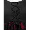 ROSE GAL Women Plus Size Lace-up Gothic Witch Halloween Costume Bell Sleeves T-Shirt(Red_1)