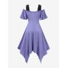 ROSE GAL Women Plus Size Medieval Renaissance Cold Shoulder Textured Crinkly Layered Lace-up Corset Dress(Light Purple)