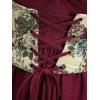 ROSE GAL Women Plus Size Medieval Renaissance Costume Cold Shoulder Textured Crinkly Maxi Corset Dress(Red)