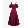 ROSE GAL Women Plus Size Medieval Renaissance Costume Cold Shoulder Textured Crinkly Maxi Corset Dress(Red)