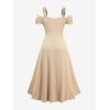 ROSE GAL Women Plus Size Medieval Renaissance Costume Maxi Corset Dress with Pockets(Khaki)