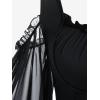 ROSE GAL Women Plus Size Punk Cold Shoulder Flare Sleeves Lace Gothic Dress(Black_1)