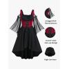 ROSE GAL Women Plus Size Punk Cold Shoulder Flare Sleeves Lace Gothic Dress(Black-217)