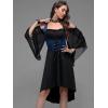 ROSE GAL Women Plus Size Punk Cold Shoulder Flare Sleeves Lace Gothic Dress(Black_304)