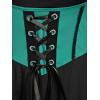 ROSE GAL Women Plus Size Punk Cold Shoulder Flare Sleeves Lace Gothic Dress(Green_2)