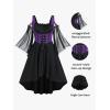 ROSE GAL Women Plus Size Punk Cold Shoulder Flare Sleeves Lace Gothic Dress(Purple-214)