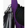 ROSE GAL Women Plus Size Punk Cold Shoulder Flare Sleeves Lace Gothic Dress(Purple-214)