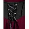 ROSE GAL Women Plus Size Punk Cold Shoulder Flare Sleeves Lace Gothic Dress(Red_3)