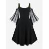 ROSE GAL Women Plus Size Punk Cold Shoulder Flare Sleeves Lace Gothic Dress(Yellow_1)