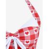 ROSE GAL Women Plus Size Retro Bikini Gingham Two Piece Swimsuit with Skirt Halter Tummy Control Bathing Suit(Red)