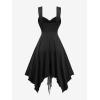 ROSE GAL Women Plus Size Retro Gothic Dress Paisley Skull Print Layered Handkerchief Midi Tank Dress(Black)