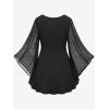 ROSE GAL Women Plus Size Romantic Gothic Lace-up Bell Sleeves Tee Flare Sleeves Renaissance Top Goth Costume Top(Black_1)