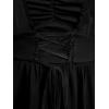 ROSE GAL Women Plus Size Romantic Gothic Lace-up Mesh Bell Sleeves Tee Renaissance Top Gothic Top(Black_1)