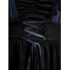 ROSE GAL Women Plus Size Romantic Gothic Lace-up Mesh Bell Sleeves Tee Renaissance Top Gothic Top(Blue_1)