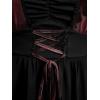 ROSE GAL Women Plus Size Romantic Gothic Lace-up Mesh Bell Sleeves Tee Renaissance Top Gothic Top(Red_1)