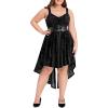 ROSE GAL Women Plus Size Sleeveless Glitter Floral Flocking Layered High Low A Line Midi Goth Dress(Black)