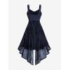 ROSE GAL Women Plus Size Sleeveless Glitter Floral Flocking Layered High Low A Line Midi Goth Dress(Deep Blue)