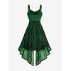 ROSE GAL Women Plus Size Sleeveless Glitter Floral Flocking Layered High Low A Line Midi Goth Dress(Green)