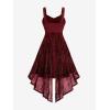 ROSE GAL Women Plus Size Sleeveless Glitter Floral Flocking Layered High Low A Line Midi Goth Dress(Red)