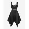 ROSE GAL Women Plus Size Sun Moon Star Goth Dress Chains Lace-up Grommet Sleeveless Midi Dress(Black_1)