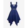 ROSE GAL Women Plus Size Sun Moon Star Goth Dress Chains Lace-up Grommet Sleeveless Midi Dress(Blue_1)