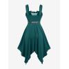 ROSE GAL Women Plus Size Sun Moon Star Goth Dress Chains Lace-up Grommet Sleeveless Midi Dress(Green_2)