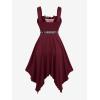 ROSE GAL Women Plus Size Sun Moon Star Goth Dress Chains Lace-up Grommet Sleeveless Midi Dress(Red_1)
