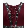 ROSE GAL Women Plus Size Sun Moon Star Goth Dress Chains Lace-up Grommet Sleeveless Midi Dress(Red_1)