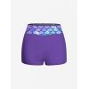 ROSE GAL Women Plus Size Two Piece Tankini Swimsuit Set 3D Mermaid Print Halter Backless Twist Padded Swimwear(Purple_1)