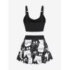 ROSE GAL Women Plus Size Two Piece Tankini Swimsuit Set Funny Cats Printed 2 Piece Bathing Suits(Black_1)