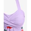 ROSE GAL Women Plus Size Two Piece Tankini Swimsuits Retro Cherry Dots Print Halter Cinched Ruched Modest Bathing Suits(Pink)