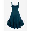 ROSE GAL Women Plus Size Victoria Gothic Lace Trim Lace-up Ruffled Cinched Ruched High Low Midi Dress(Blue_1)
